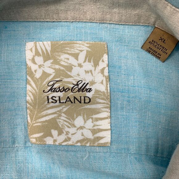 Tasso Elba Island Shirt Mens XL Extra Large Robins Egg Linen Blend Button Up - Picture 4 of 8